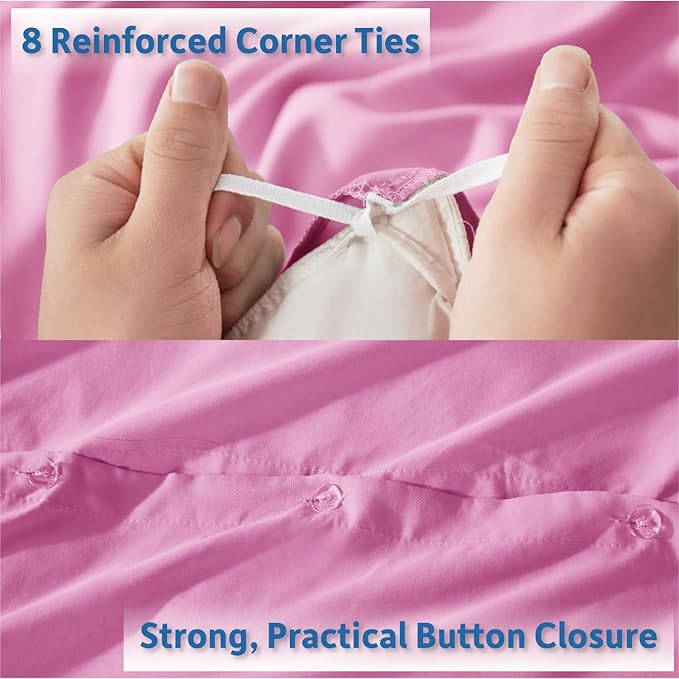 Nestl King Duvet Cover Set with Comforter Insert - Light Pink 4 Piece 104x90 Duvet Cover & 2 Pillow Shams with White Quilted Down Alternative Comforter, Ultra Soft, All Season