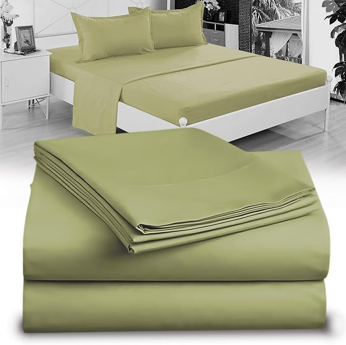 Twin Sheet Set - 1800 Ultra-Soft Microfiber Twin Bed Sheets - Double Brushed - Deep Pockets - Easy Fit – Wrinkle Free - Comfy 3 Piece Set - Bedding Sheets & Pillowcases (Sage Green)