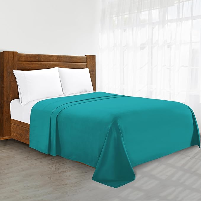 Luxury Flat Sheet on Amazon Elegant Comfort Wrinkle-Free 1500 Premier Hotel Quality 1-Piece Flat Sheet, Full Size, Turquoise