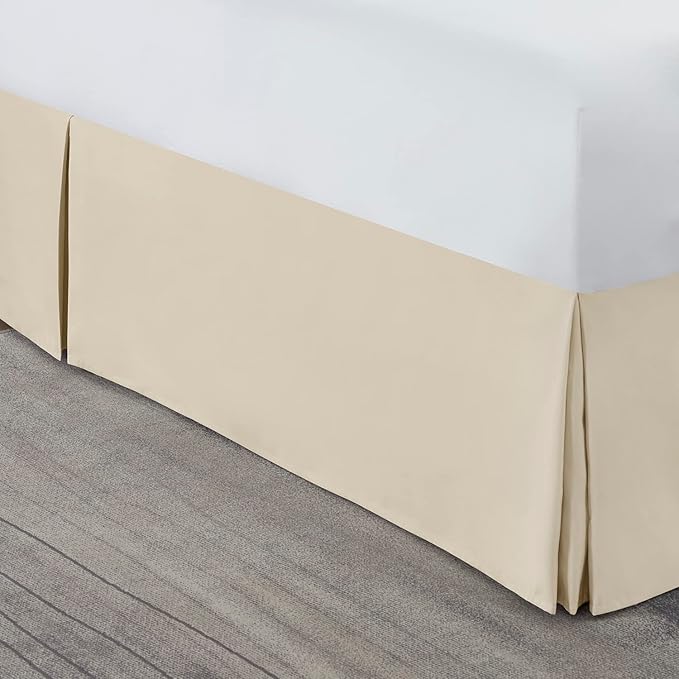 Nestl Cream Bed Skirt King Size - King Bed Skirt 14 Inch Drop - Brushed Microfiber Bed Skirts - Hotel Quality Pleated Bed Skirt - Shrinkage & Fade Resistant