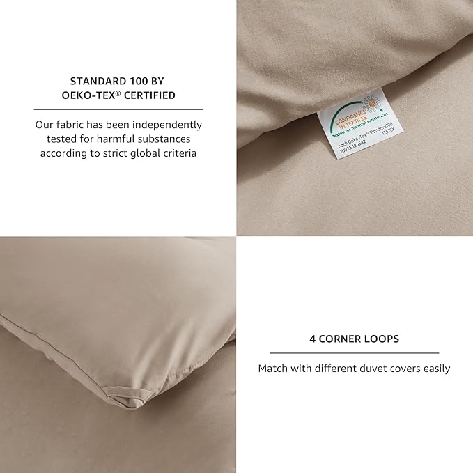 CozyLux Full Size Comforter Set Khaki, 3 Pieces Solid Breathable Quilted Style Bedding Sets, Luxury Fluffy Soft Bed Set with Down Alternative Comforter for All Season (1 Comforter & 2 Pillowcases)