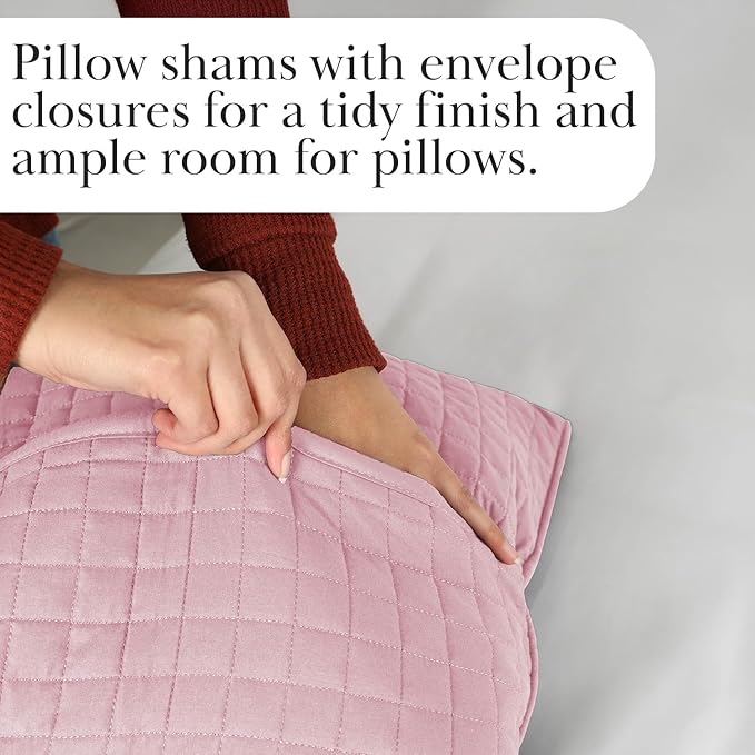 Southshore Fine Living, Inc. Stitched Pink Queen Quilt Bedding Set, Oversized Quilts Queen Size/Full, Pet Hair Resistant Bedding, Soft Cozy Bedspread, Full Size Coverlet, 2 Pillow Shams, Pastel Pink