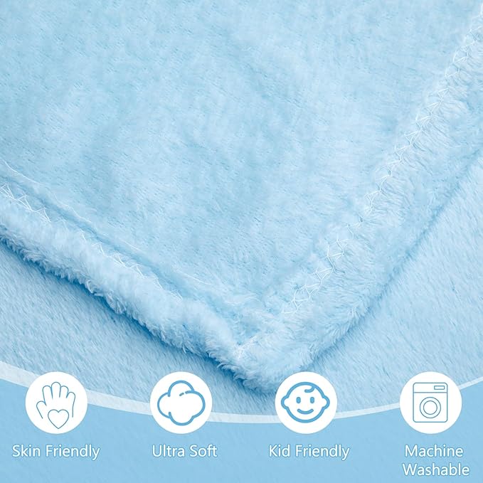 Tinideya 12 Pcs Flannel Fleece Throw Blanket Bulk 50 x 60 Inch Soft Fleece Blanket Warm Throw Blankets Coral Blankets for Couch Sofa Home Wedding Gifts Season (Sky Blue)