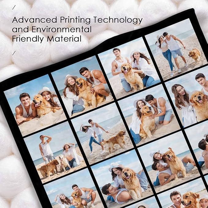 Customized Photo Blanket - 20 Picture Throw Blanket Gifts for Boyfriend, Couples, Family & Friends - 8 Sizes