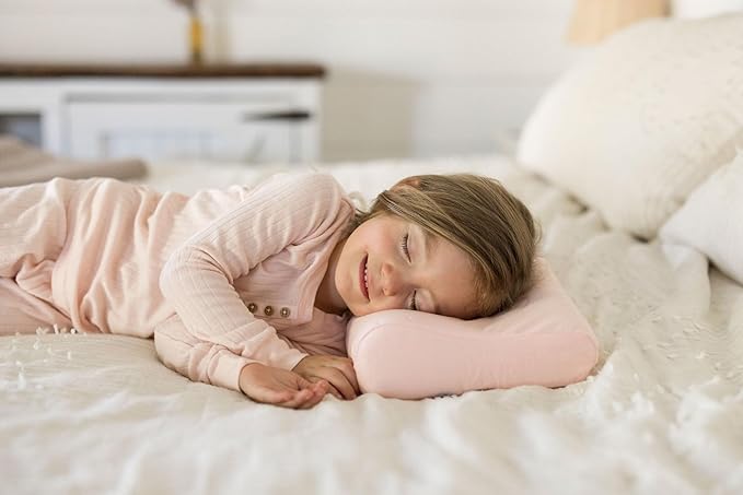 Tiny Twinkle Toddler Pillow with Fitted Pillowcase | Ergonomic Shape with Resilient, Cloud-Like Memory Foam for Comfortable Sleeping | Kids Travel Pillows (Pink)