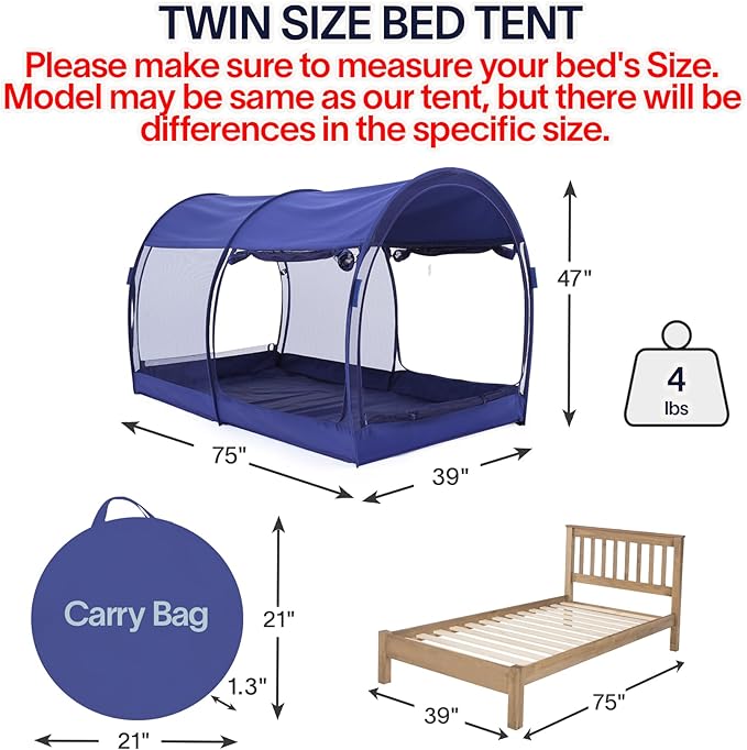 LEEDOR® Bed Tent Dream Tents Bed Canopy Shelter Cabin Indoor Privacy Warm Breathable Pop Up Twin/Full/Queen for Kids and Adult Patent Pending(Mattress Not Included)
