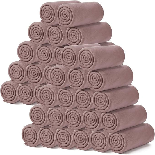 Kinlop Fleece Blanket Bulk 60 x 50 Inch Soft Lightweight Fleece Cozy Blanket Warm Throw Plush Pet Throw for Bed Couch Sofa Home Office Wedding Gifts Travel Camping(Pink Rose,40 Packs)