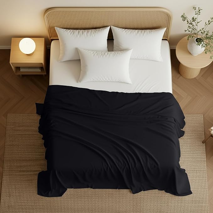 Utopia Bedding Flat Sheets - Pack of 6 - Soft Brushed Microfiber Fabric - Shrinkage & Fade Resistant Top Sheets - Easy Care (King, Black)