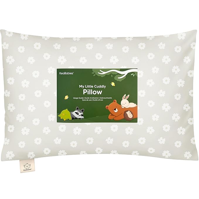 KeaBabies Toddler Pillow with Pillowcase - 13x18 My Little Cuddly Kids Travel Pillows for Sleeping, Nap, Viscose from Bamboo Nursery Pillowcase, Soft & Breathable, Toddler 2-5 Years Old (Meadow)