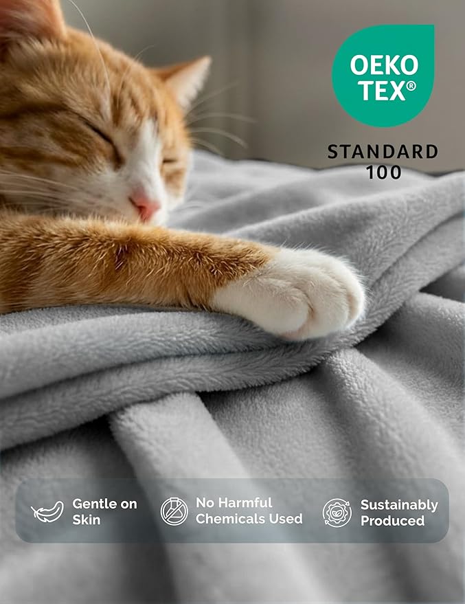 Casa Platino Fleece Blanket King Size – 300 GSM Light Gray Fleece Throw for Bed or Couch – Soft Cozy Warm Holiday Bed Blanket for Winter, Fuzzy Plush Elegant Gifts for Men & Women - 108x90 Inch