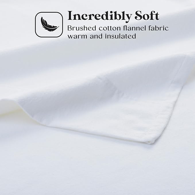 Superior Paisley or Solid Flannel Cotton Sheet Set, Fuzzy Warm Sheets, Traditional Bohemian Bedding, Includes 1 Flat Sheet, 1 Elastic Deep Pocket Fitted Sheet, 1 Pillowcase, Twin XL, White