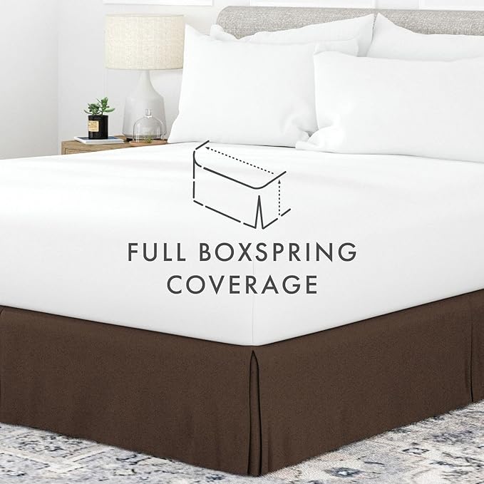 Linen Market Bed Skirt - Ultra Soft Microfiber - Easy Fit with 14 Inch Tailored Drop - Hotel Quality, Shrinkage & Fade Resistant - Bed Cover - Full Size Bed Skirts - Bedroom Décor - (Full, Chocolate)