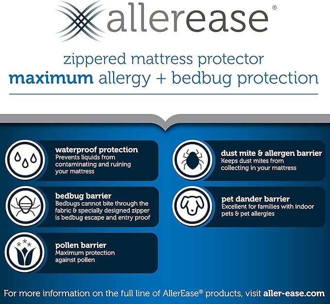 AllerEase Waterproof Mattress Protector, Maximum Allergy Mattress Protector, King Mattress Cover