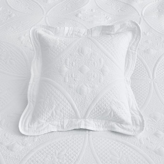 Oversized Bedspread - King Size Bedding Cover - Modern & Contemporary Coverlet Set, Real Stitching, Reversible, Lightweight, 5 Piece, White