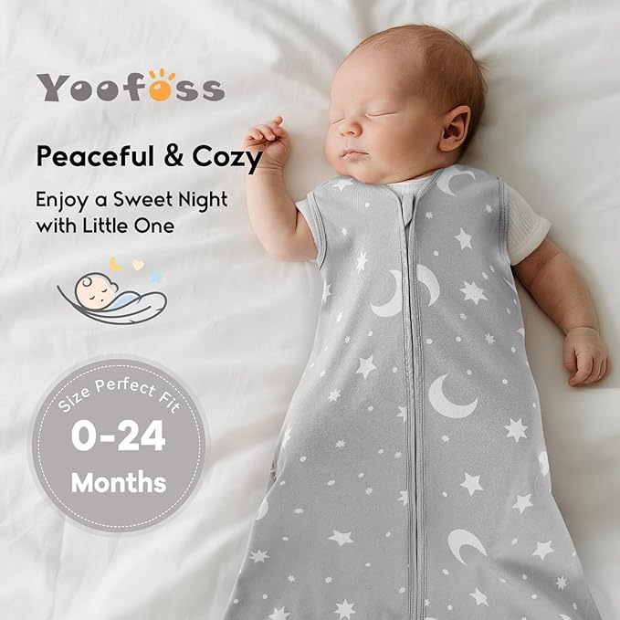 Yoofoss Baby Sleep Sack 6-12 Months 0.5 Tog Wearable Blanket for Baby, 3 Pack 100% Organic Cotton Infant Toddler Sleeping Sack 2-Way Zipper Lightweight Sleep Sack
