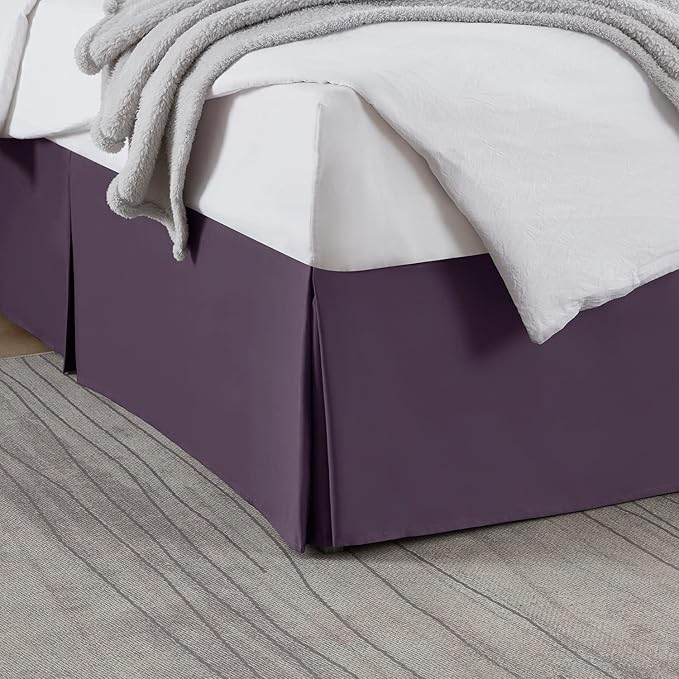 Nestl Dark Purple Bed Skirt Queen Size - Queen Bed Skirt 14 Inch Drop - Brushed Microfiber Bed Skirts - Hotel Quality Pleated Bed Skirt - Shrinkage & Fade Resistant