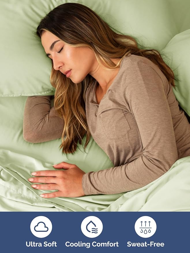 Extra Deep Queen Sheet Set - 6 Piece Breathable and Cooling Sheets - Hotel Luxury Bedding for Women, Men, Kids & Teens - Easy Secure Fit - Soft, Wrinkle Free & Comfy - Extra Deep Pockets - Light Sage
