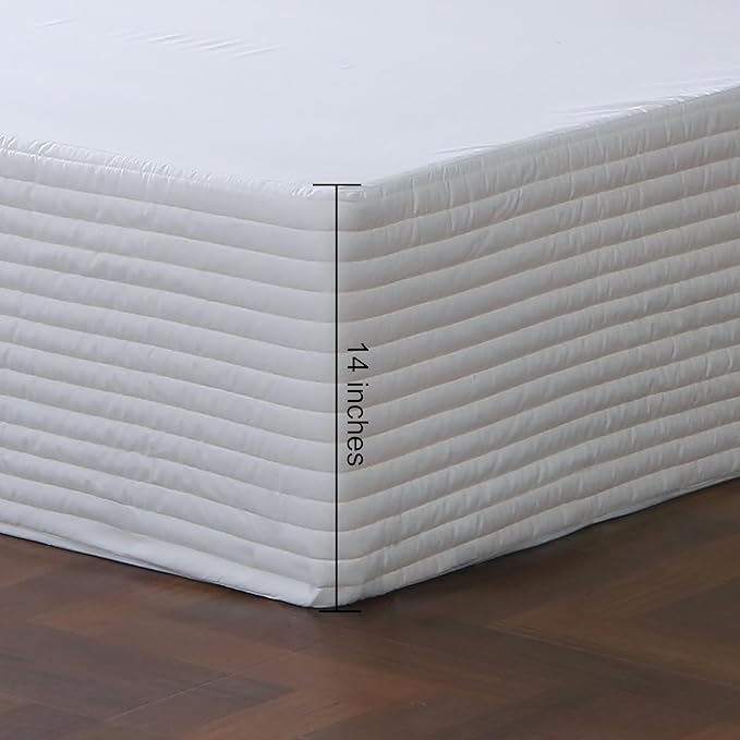 Full Bed Skirt-Box Spring Cover with 14 Inch Tailored Drop,Wrinkle and Fade Resistant Hotel Wrap Around Bed Skirts,Bed Frame Cover (Horizontal Stripe White, Full)