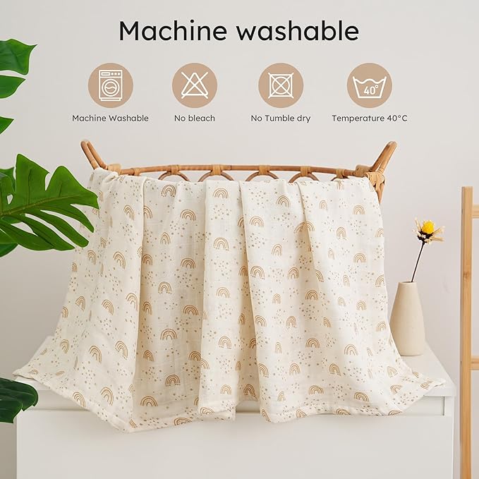 Yoofoss Muslin Swaddle Blankets, Organic Baby Blankets, 47 x 47 Inches Receiving Blanket for Baby Boys and Girls, Baby Essentials for Newborns Soft Breathable