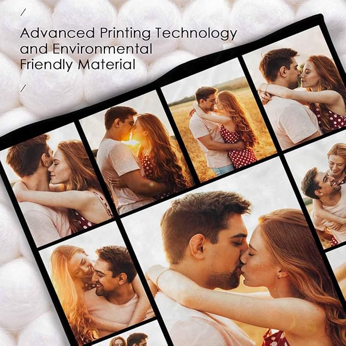 Custom Blankets with Photos, 13 Photos Customized Gifts Personalized Blankets and Throws Customized Christmas Birthday Couples Gifts Personalized Gifts for Women Men, 8 Sizes