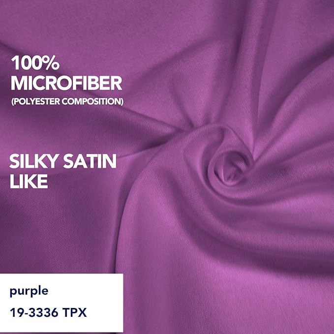 PureFit Wrap Around Ruffled Bed Skirt with Adjustable Elastic Belt - 18 Inch Drop Easy to Put On, Wrinkle Free Bedskirt Dust Ruffles, Bed Frame Cover for Twin,Twin XL and Full Size Beds, Purple