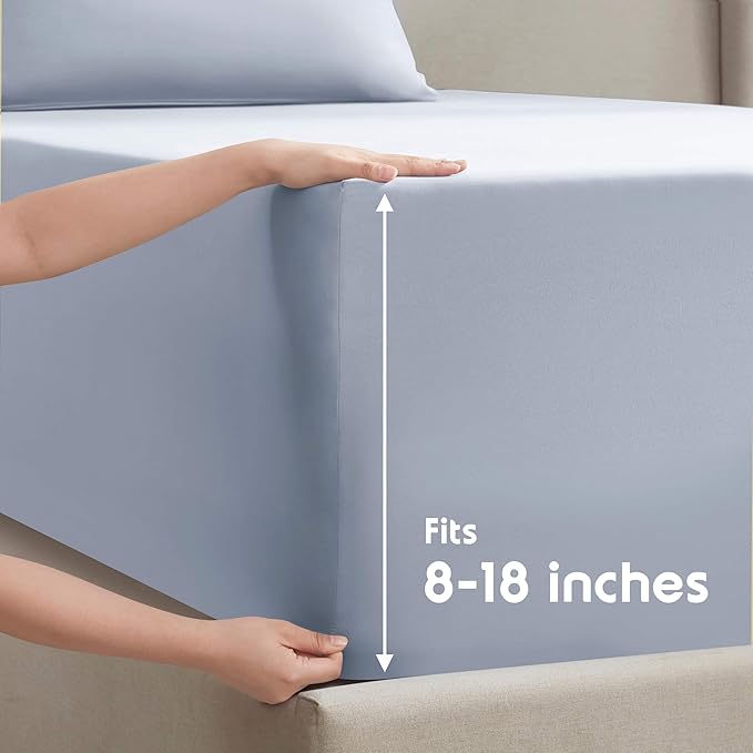 Nestl Full Sheet Set - Luxury 1800 Ultra-Soft Microfiber Full Bed Sheets - Double Brushed - Deep Pockets - Easy Fit - 4 Piece Set - Bedding Sheets & Pillowcases (Full, Ice Blue)
