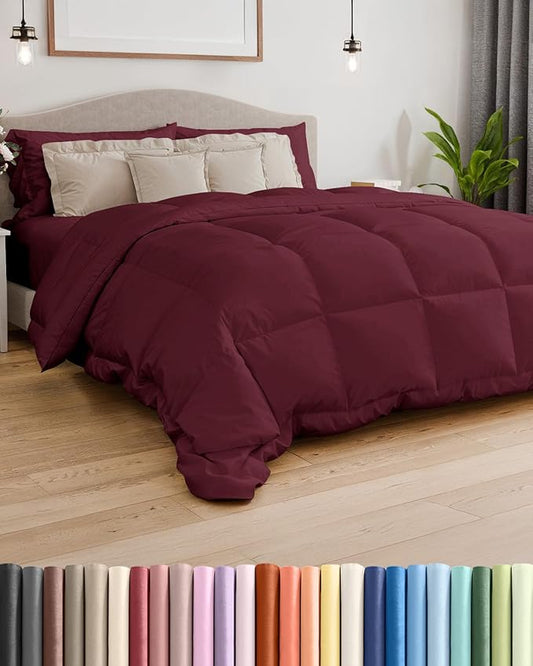 Full Size, Burgundy Alternative Down Comforter - Warm, Lightweight & Breathable Hotel Quality Bedding Set for Men, Women, Kids & Teens - All Season Oversized Cooling Microfiber Duvet Insert Comforter