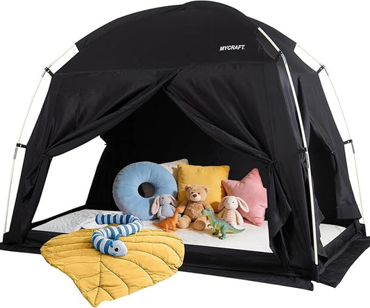 Bed Tents Canopy Bed–Privacy Dream Tent for Cozy Indoor Sleeping, Light-Reducing,and Breathable, with 4 Doors Floor Tent Bed–Available in Twin, Full, and Queen Sizes