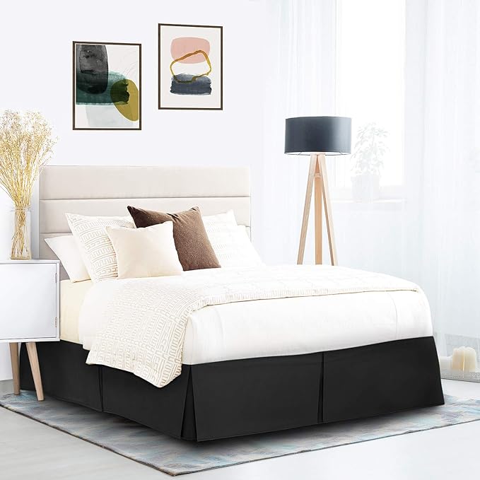 Nestl Black Bed Skirt Cal King Size - Cal King Bed Skirt 14 Inch Drop - Brushed Microfiber Bed Skirts - Hotel Quality Pleated Bed Skirt - Shrinkage & Fade Resistant