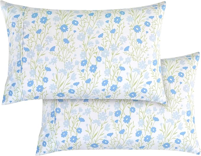 Elegant Comfort Softest and Coziest 4-Piece Sheet Set - 1500 Premium Hotel Quality Microfiber - Deep Pocket, Wrinkle Resistant 4-Piece Floral Bed Sheet Set, Twin XL, Laurel Blue