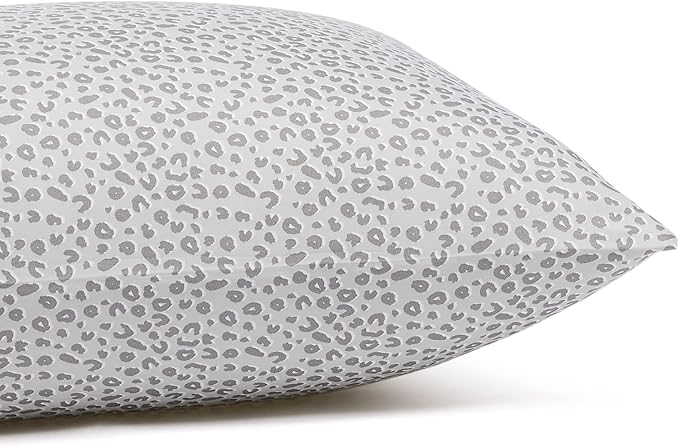 Amazon Basics Lightweight Breathable Super Soft Microfiber 4-Piece Bed Sheet Set,Wrinkle Resistant with 14-inch Deep Pockets,Queen,Gray Cheetah,Printed,(Pack of 4)