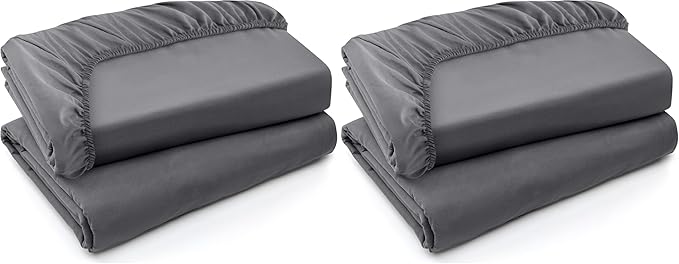 Utopia Bedding Twin XL Fitted Sheets - Bulk Pack of 4 Bottom Sheets - Soft Brushed Microfiber - Deep Pockets - Shrinkage & Fade Resistant - Easy Care (Twin XL, Grey)