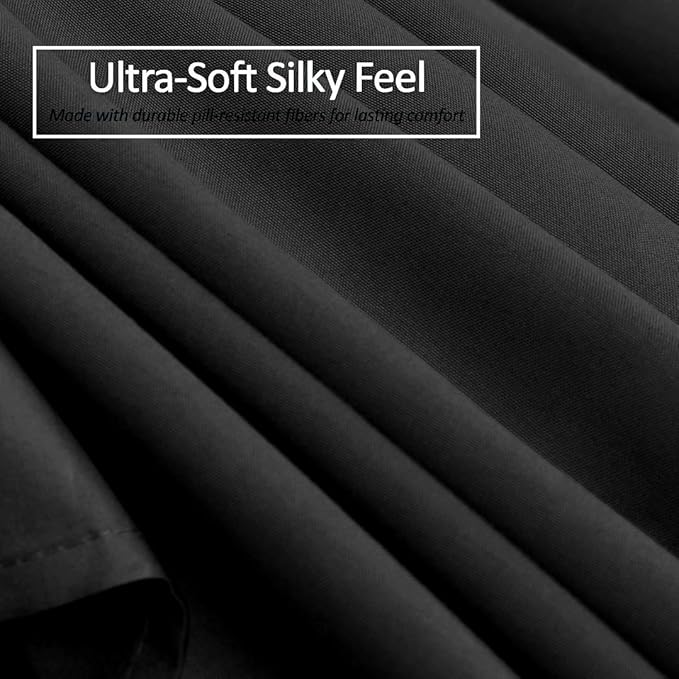 Bed Skirt - 25 Inch Fall Tailored Drop Pleated Dust Ruffle, 100% Egyptian Cotton - Solid Pattern and Color ( Full XL, Solid, Black)