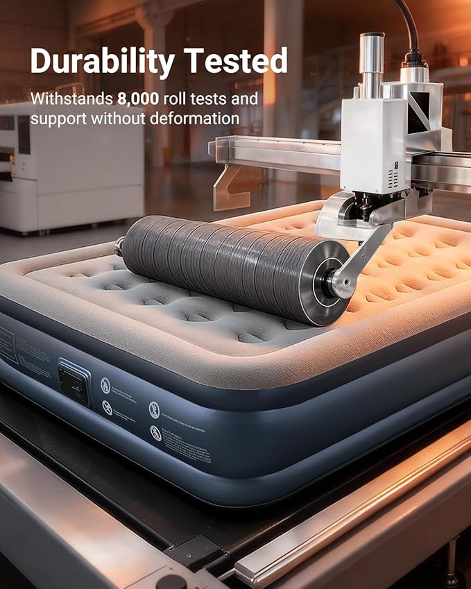 iDOO Queen Air Mattress with Built in Pump, 18 Raised Comfort Inflatable Blow up Mattress, Upgraded Four Chamber Portable Air Bed for Camping, Guests and Home, Colchon Inflable, 650 lbs Max