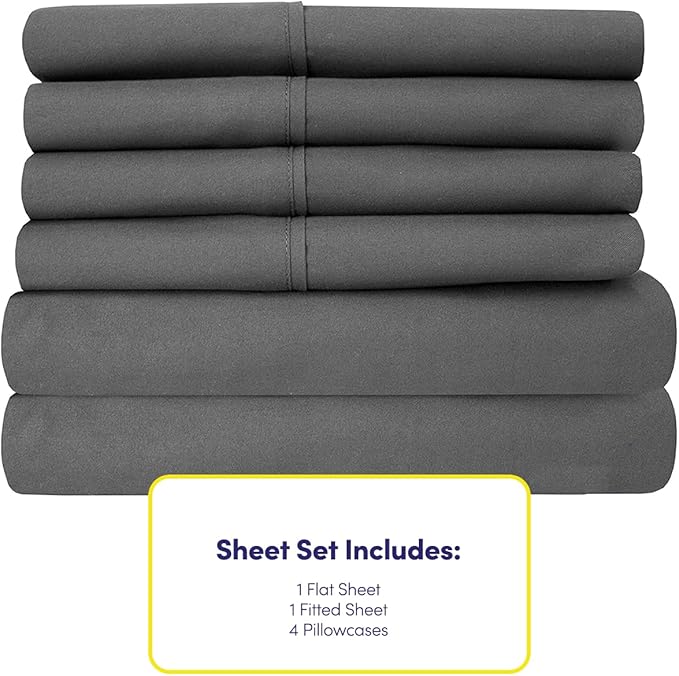 King Size Bed Sheets - 6 Piece 1500 Supreme Collection Fine Brushed Microfiber Deep Pocket King Sheet Set Bedding - 2 Extra Pillow Cases, Great Value, King, Gray