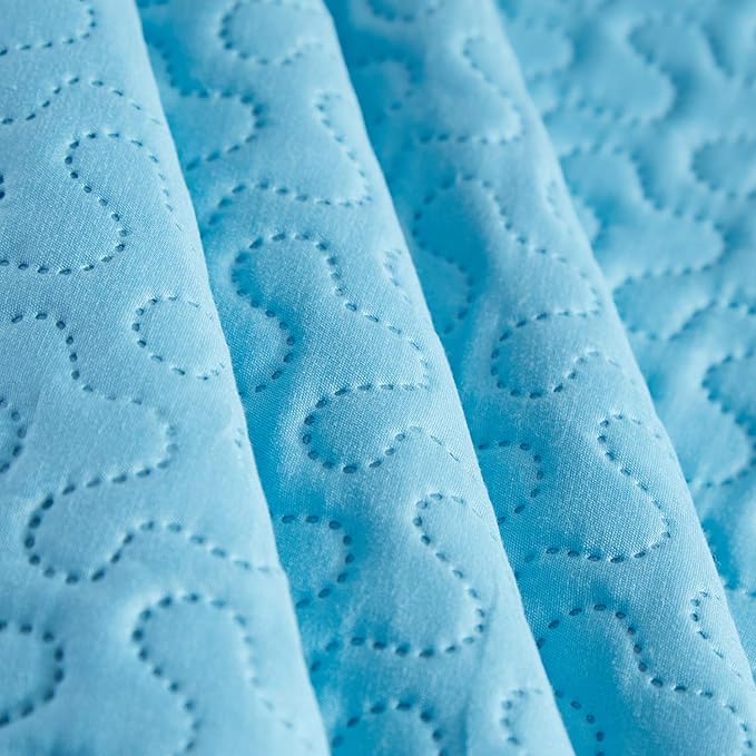 JML Quilts Set, Bedspread Coverlet Set with Pillowcases - 3 Piece Soft and Lightweight Bed Quilt for Spring, Autumn and Summer (Embossed Stripe - Turquoise, Full/Queen(88"x92"))
