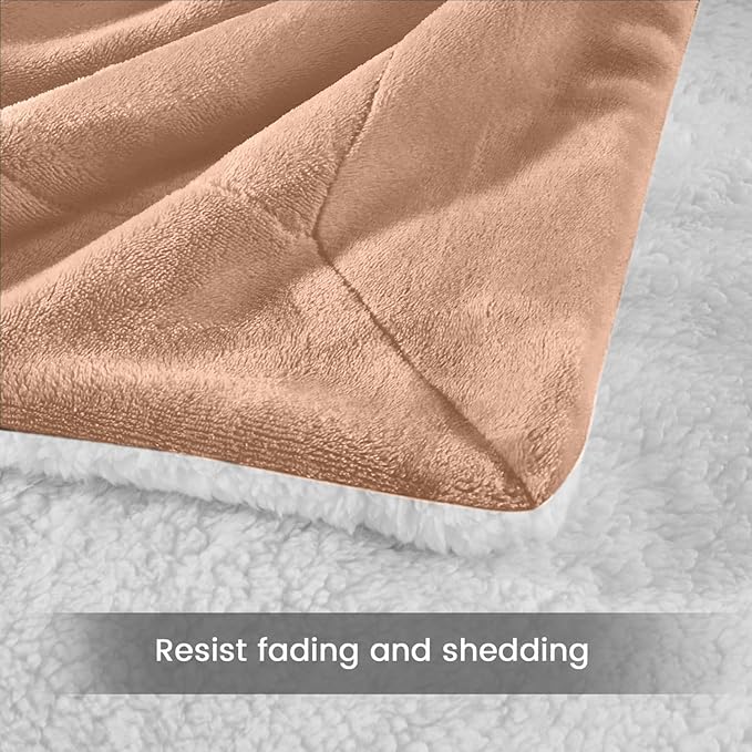 MOONLIGHT20015 Sherpa Fleece Twin Blanket - (Camel, 60X80 Inches) Warm and Fluffy Blankets for Winter - Reversible Thick and Cozy Twin Size Blankets for Bed, Camping and Travel