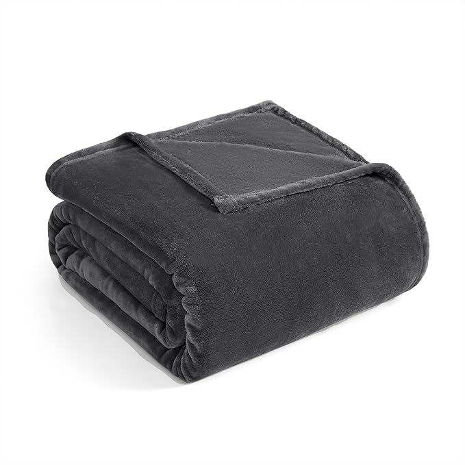 Casa Platino Fleece Blanket Twin Size – 300 GSM Charcoal Grey Fleece Throw for Bed or Couch – Soft Cozy Warm Bed Blanket for Winter, Fuzzy Plush Elegant Gifts for Kids, Men & Women - 68x90 Inch