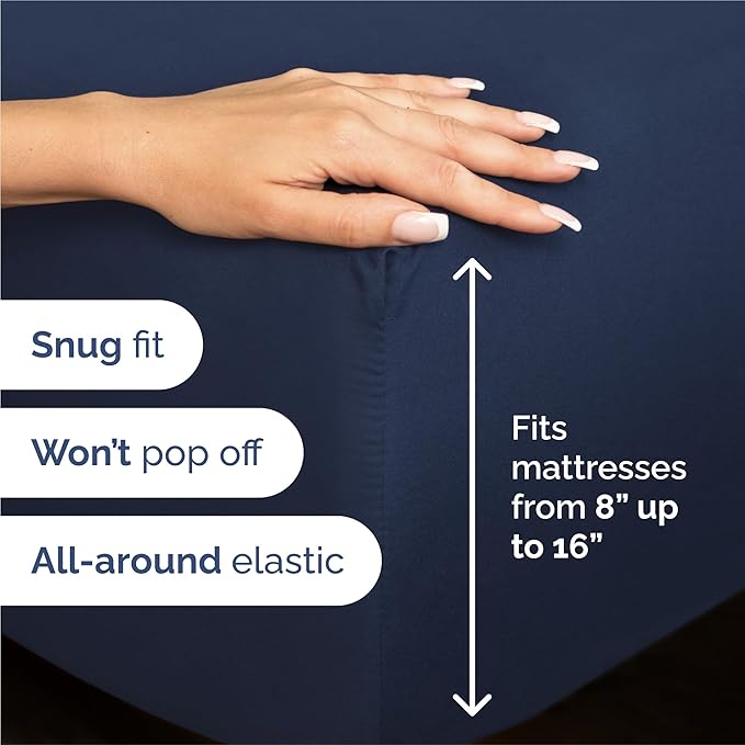 King 6 Piece Sheet Set - Comfy Breathable & Cooling - Ultra-Soft Hotel Luxury Bedding Set with 8-16 Inch Deep Pockets - 1 Flat & 1 Fitted Sheet & 4 Pillowcases - Wrinkle Free & Easy Care - Navy Blue