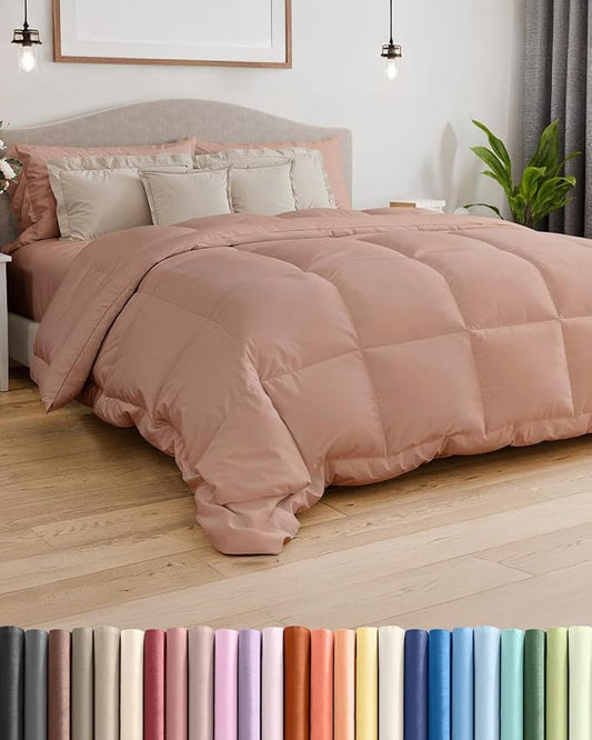 Full Size, Mauve Alternative Down Comforter - Warm, Lightweight & Breathable Hotel Quality Bedding Set for Men, Women, Kids and Teens - All Season Oversized Cooling Microfiber Duvet Insert Comforter