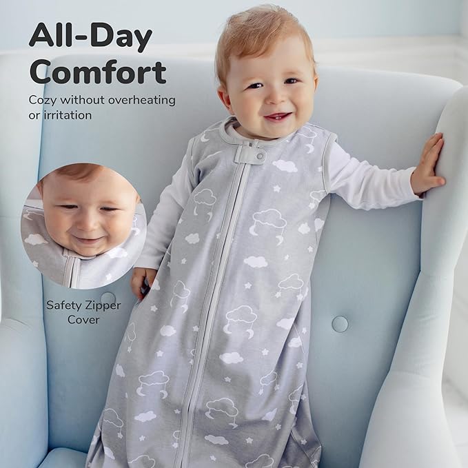 Mama Cheetah Baby Sleep Sack 2.5 TOG, Organic Cotton Baby Wearable Blanket with Two-Way Zipper, Swaddle Transition Baby Sleeping Bag for Newborn Infant Toddler Boy Girl, 6-12 Months