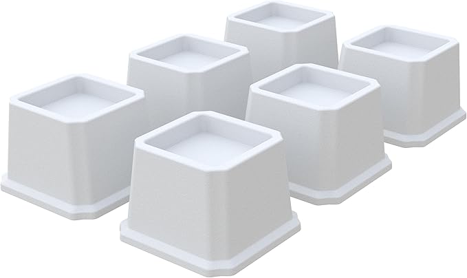 Bed Risers 2 Inch Heavy Duty Bed Elevators, Set of 6 Lifts Up 2000 lbs Furniture Riser for Sofa and Table, White