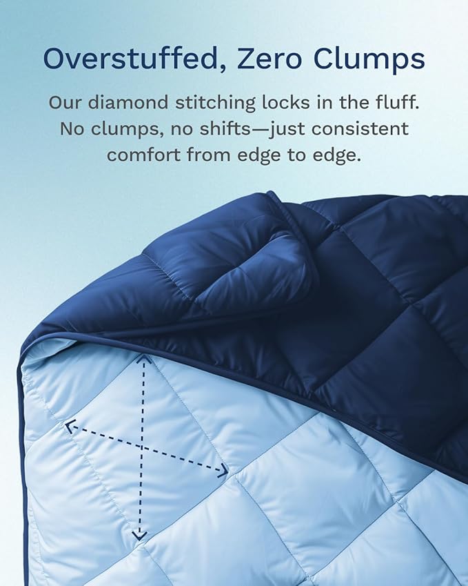 ViscoSoft Microfiber All Seasons Down Alternative Quilted Comforter - Cooling Breathable Premium Soft Reversible Microfiber Duvet Blanket, Light Blue/Dark Blue, King/California King