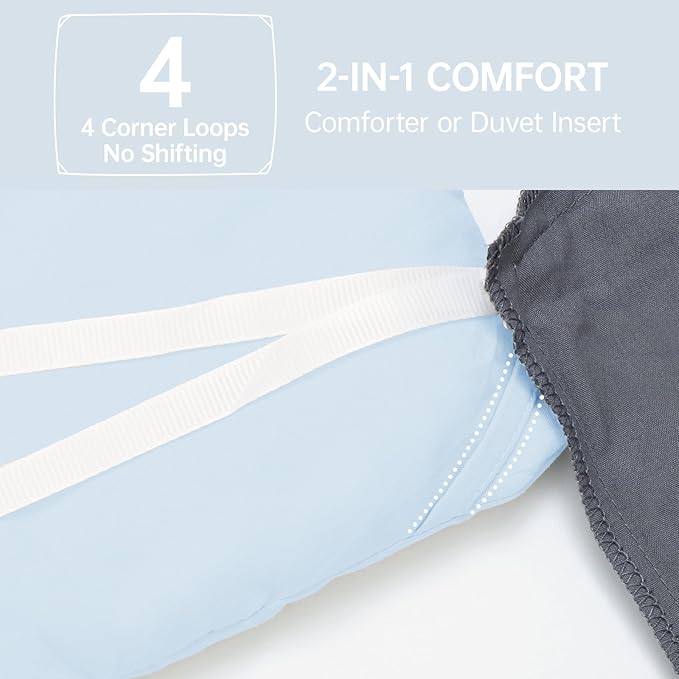 MUXHOMO King Size Comforter Set, All Season Ultra Soft Down Alternative Bedding - 3 Piece Lightweight Bed Set Includes 1 Comforter (104"x90") and 2 Pillow Shams (20"x36"), Light Blue