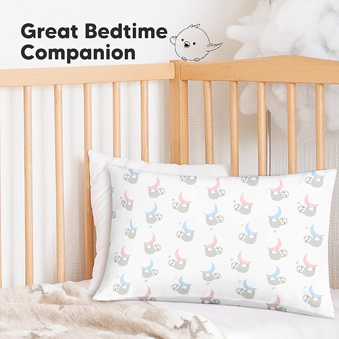 KeaBabies Toddler Pillowcase 13"x18" - Organic Cotton Toddler Pillowcase for Kids, Boys,Girls,Soft & Durable Cotton Cover for Miniature Sleepy Pillows,Cute Colors,Pillow Sold Separately(Moon Sloth)