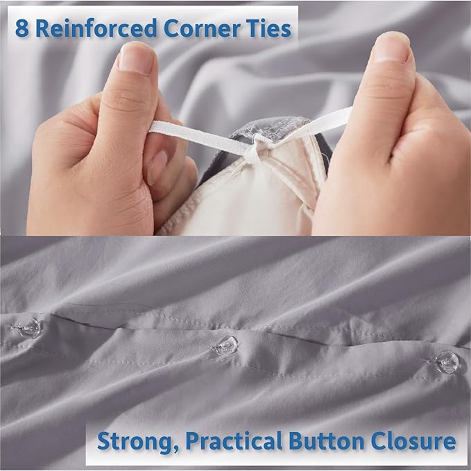 Nestl Grey Lavender Duvet Cover Full Size - Soft Double Brushed Full Size Duvet Cover Set, 3 Piece, with Button Closure, 1 Duvet Cover 80x90 inches and 2 Pillow Shams