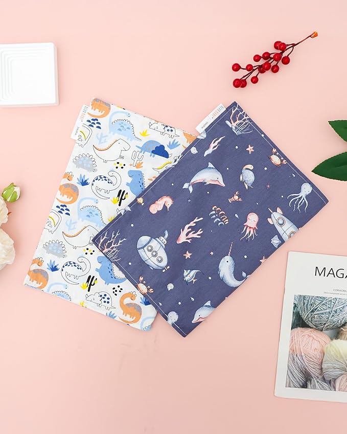 ALVABABY Toddler Pillowcases 2 Pack Organic Cotton Kids Pillow Cover Fit 13"x 18" or 12"x19" Envelope for Girl Boy Sleepy Travel