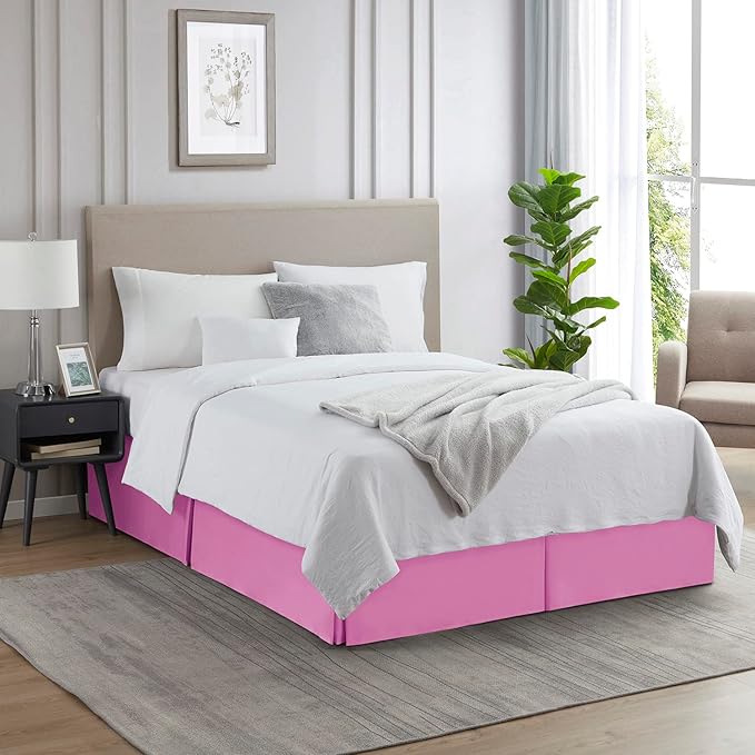 Nestl Light Pink Twin XL Bed Skirt - Twin XL Size Bed Skirt 14 Inch Drop - Brushed Microfiber Bed Skirts - Hotel Quality Pleated Bed Skirt - Shrinkage & Fade Resistant