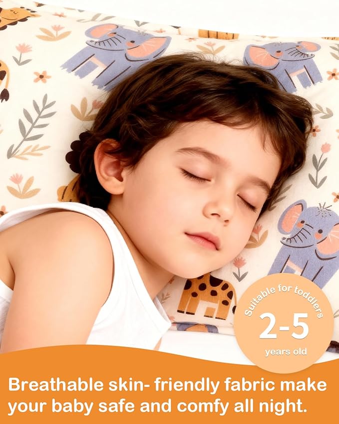 ALVABABY Toddler Pillowcases Stretchy Soft Kids Pillow Cover 2 Pack Fit 13"x 18" or 12"x16" Envelope for Girl Boy Sleepy Travel Christmas 2TPE40A