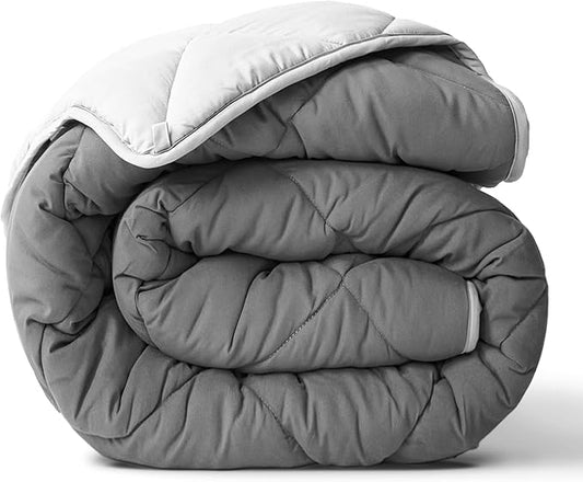ViscoSoft All Seasons Twin/Twin XL Down Alternative Reversible Quilted Comforter - Breathable Twin Extra Long Premium Soft Microfiber, Gray